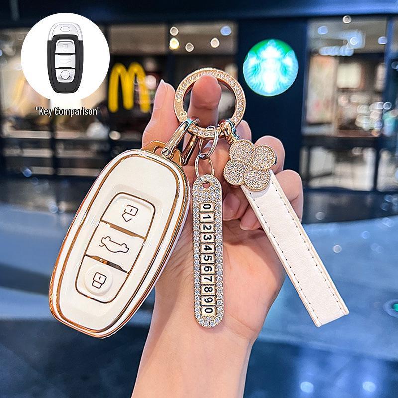 Key Case for Hongqi Models: Tiangong 08, H5, HS5, H9, H6, HS7, HQ9 - Anti-Lost Shell with Buckle