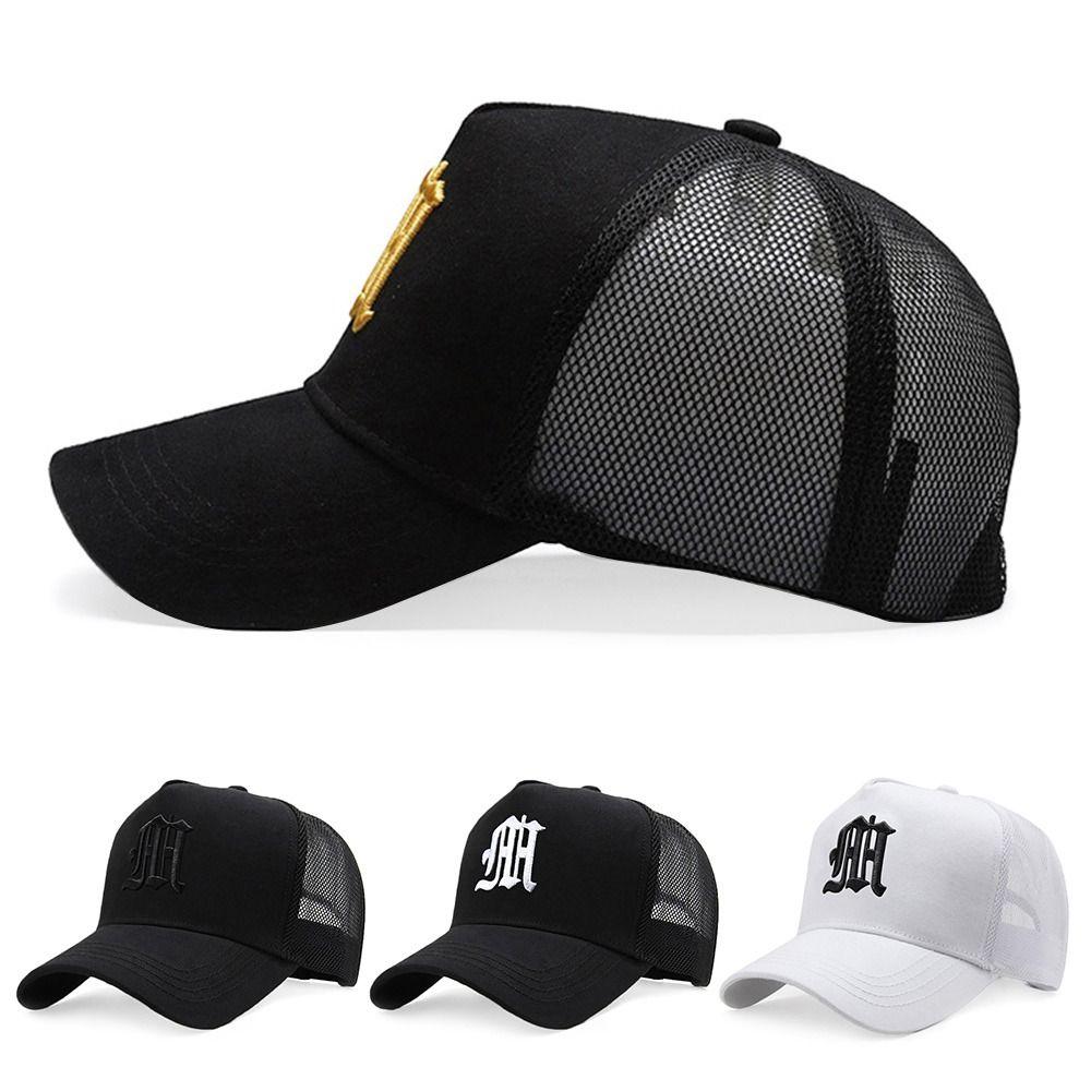 Casual Mesh Summer Baseball Cap Letter Hip Hop Sun Hats Big Head Breathable Sports Cap Men Women
