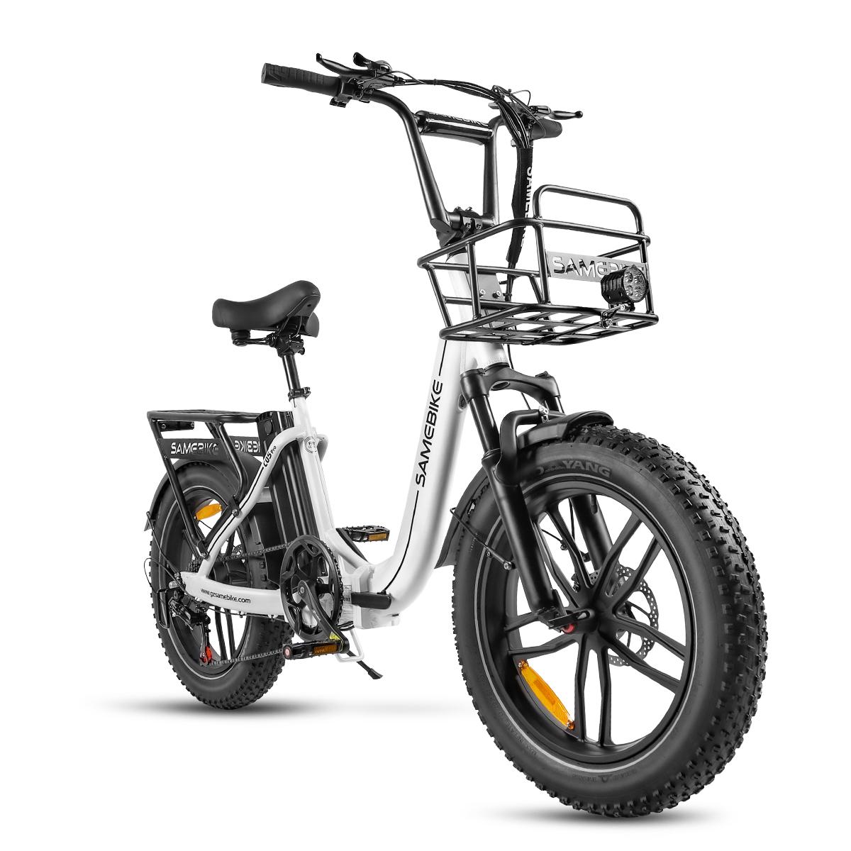 SAMEBIKE C05 Pro Elektrofahrrad 20  Fat Tire Step-Through E-Bike für Damen 500W Motor 36V 13Ah Akku weiß