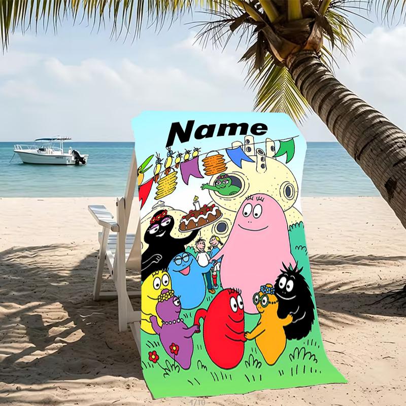 Customizable personalized beach towels Barbapapa themed designs.Suitable for the beach, yoga, sports;ideal as beach accessories