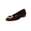 Sheepskin version~ Square head thick heel rhinestone Mary Jane shoes femininity shallow mouth commuting occupation not tired feet ladyshoes single sho