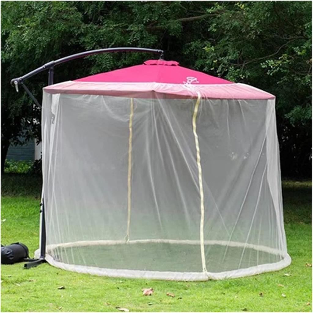 Universal Mosquito Netting for Patio, Hanging Outdoor Umbrellas Screen Mesh, with Zipper Door and Adjustable Rope