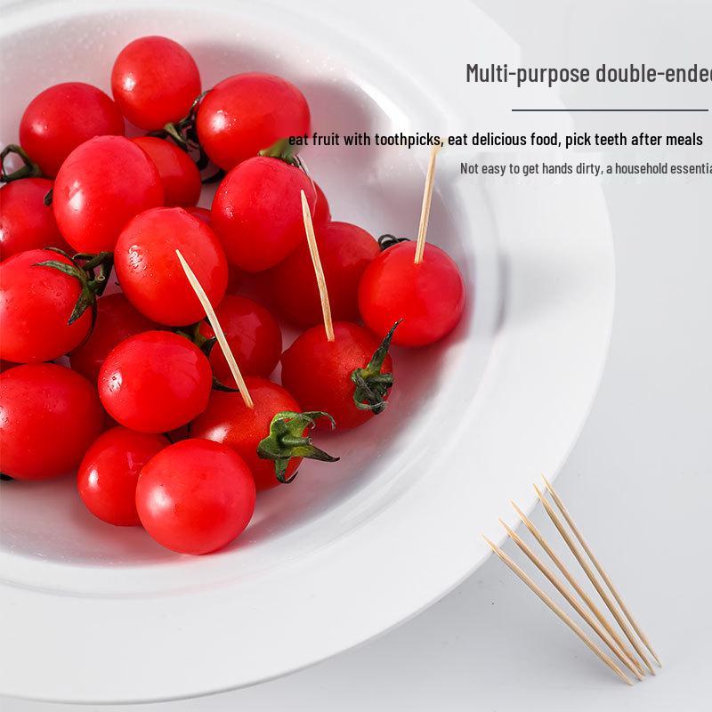 Bamboo Toothpick & Skewer Set - Portable Holder for Home, Hotel & Restaurant