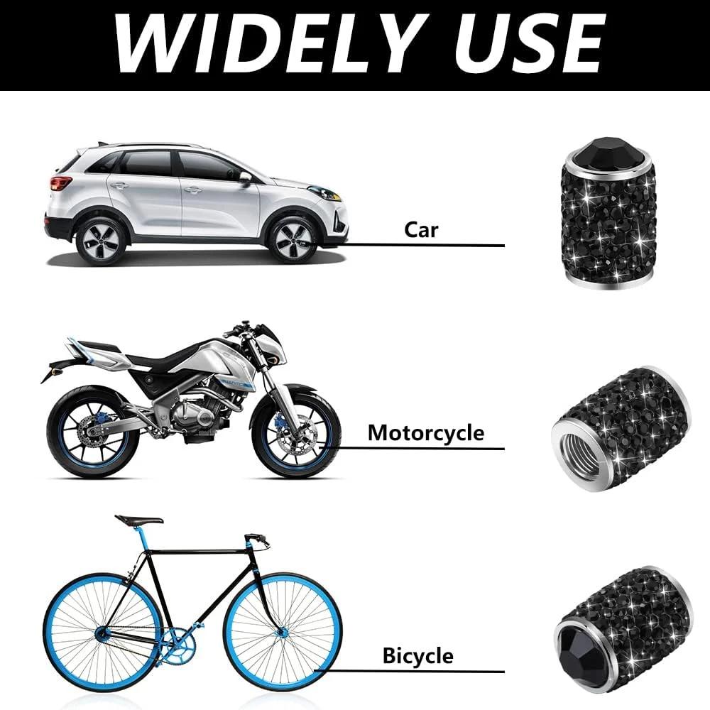 4 Stück Diamant Auto Reifenventilkappen Glänzend Staubdicht Radventilabdeckung Fahrzeug Bling Kristallventilkappe Auto Styling Zubehör