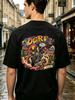 Unisex T-shirt Ogri Motorcycle Rider T-Shirt with Route 3 Desert Highway & Skull Back Print - Breathable Casual Rou