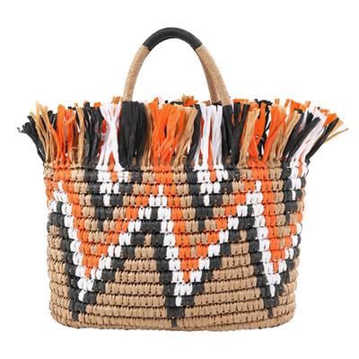 Handbag Summer Bag Basket Bag Stylish Cute Handbag Wheat Straw Bag Straw Ami Bag [DIVA Rose] Women's (Orange)