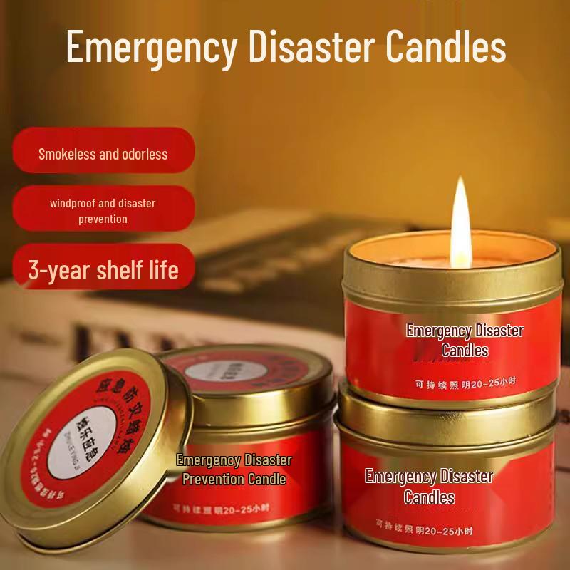 

Windproof & Smokeless Emergency Candle: Odorless, Waterproof Tin for Disaster Preparedness, Survival, Power Outages, Outdoor, and Household Use.
