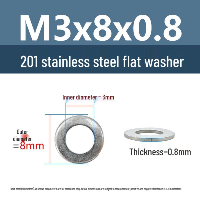 Yigu Oversized Thickened 201 Stainless Steel Flat Washers for M3, M4, M5 Industrial Use