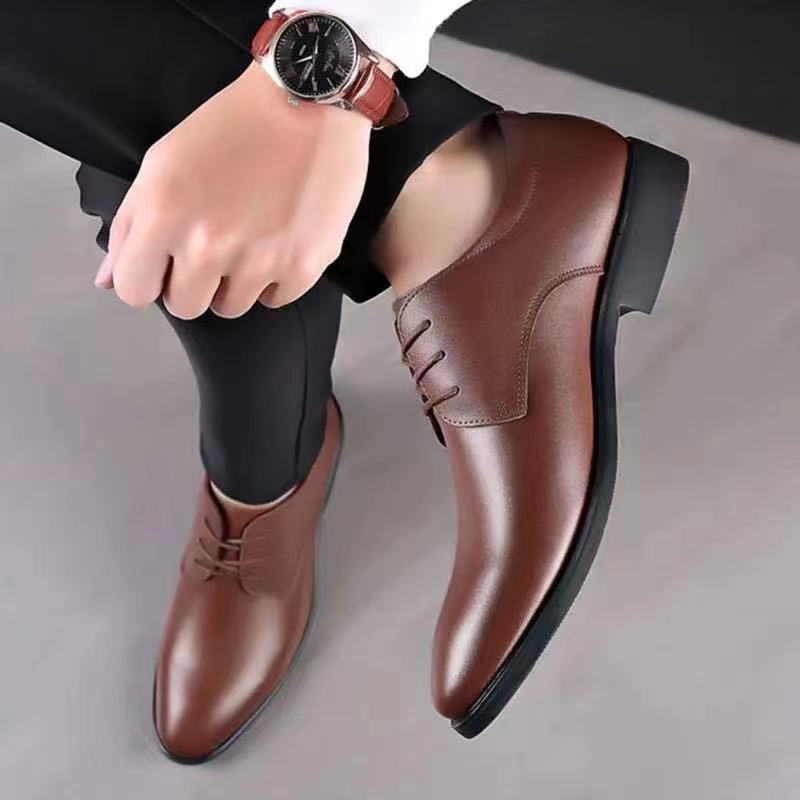 Suit Men's Shoes Men's Best Man Black Groom Business Dress Casual Leather Shoes Men's Wedding Shoes Heightening Breathable Men's Shoes