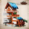 Mittelalterliche Schlossarchitektur Mikro-Bausteine Haus Straßenansicht Bauernstadt Schmiede Hotel MOC Kreative Fahrzeugspielzeuge