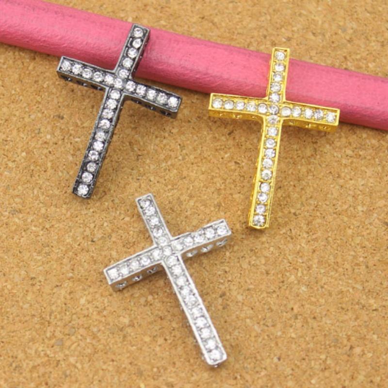 5pcs/lot Rhinestones Cross Charms 25X36mm Exquisite Pendants For Jewelry Making DIY Bracelets Necklace Pendants Accessories