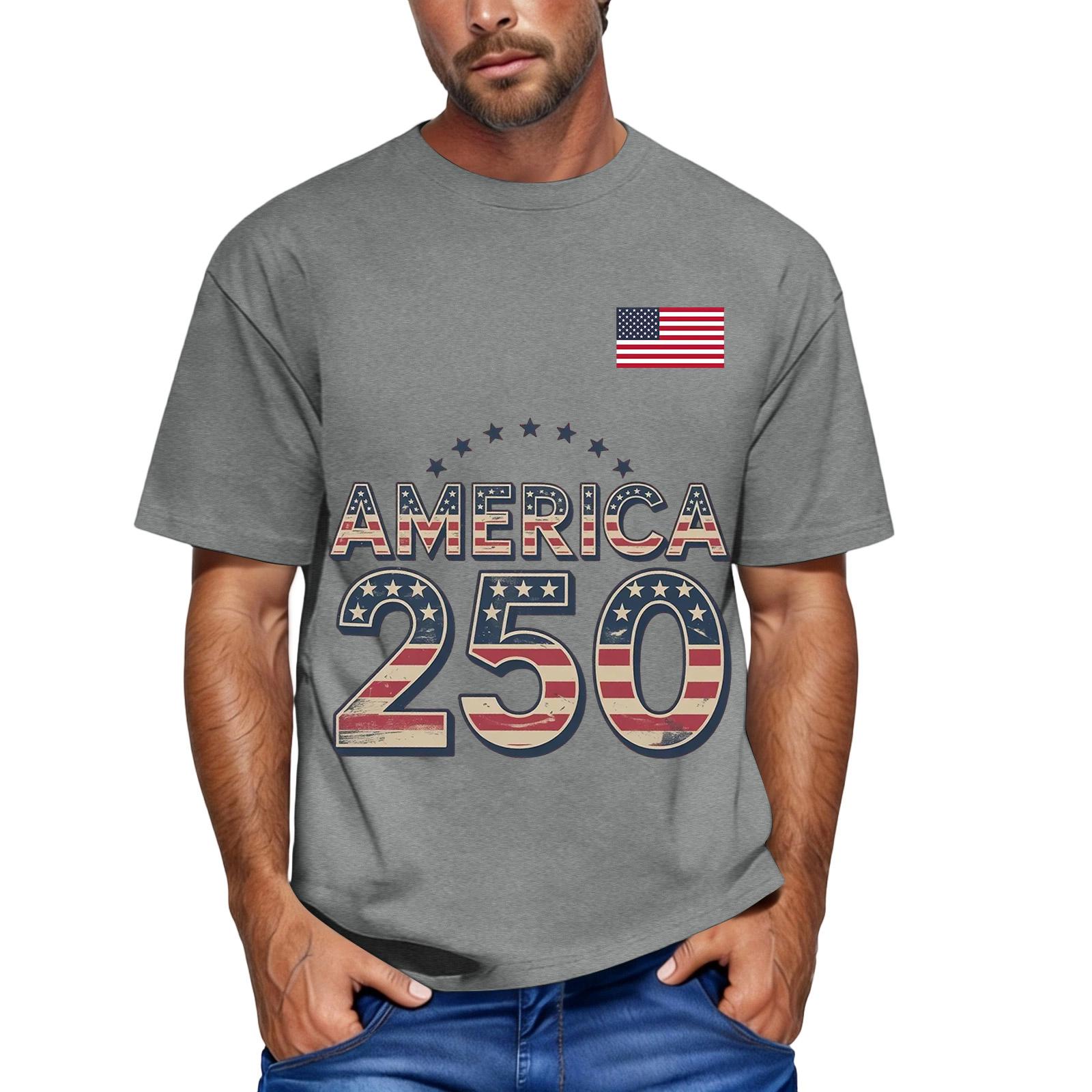 

Men s loose and casual flag letter print T-shirt short-sleeved top XXXL