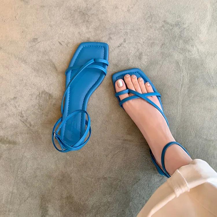 2025 New Women Sandal Fashion Open Toe Narrow Band Ladies Elegant Gladiator Shoes Outdoor Dress Flats Sandalias