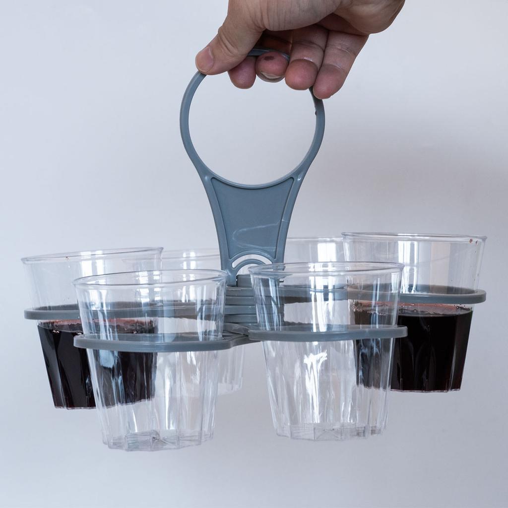 Creative Party Folding 6 Cups Holder Portable Rotating Coffee Drinking Bottles Bracket KTV Handheld Cocktail Wine Storage Rack