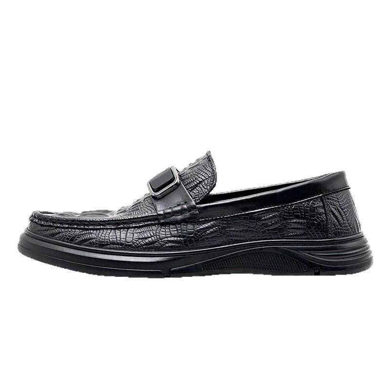 New Crocodile Pattern Casual Leather Shoes Men's British Business Dress To Work Groom Wedding Shoes