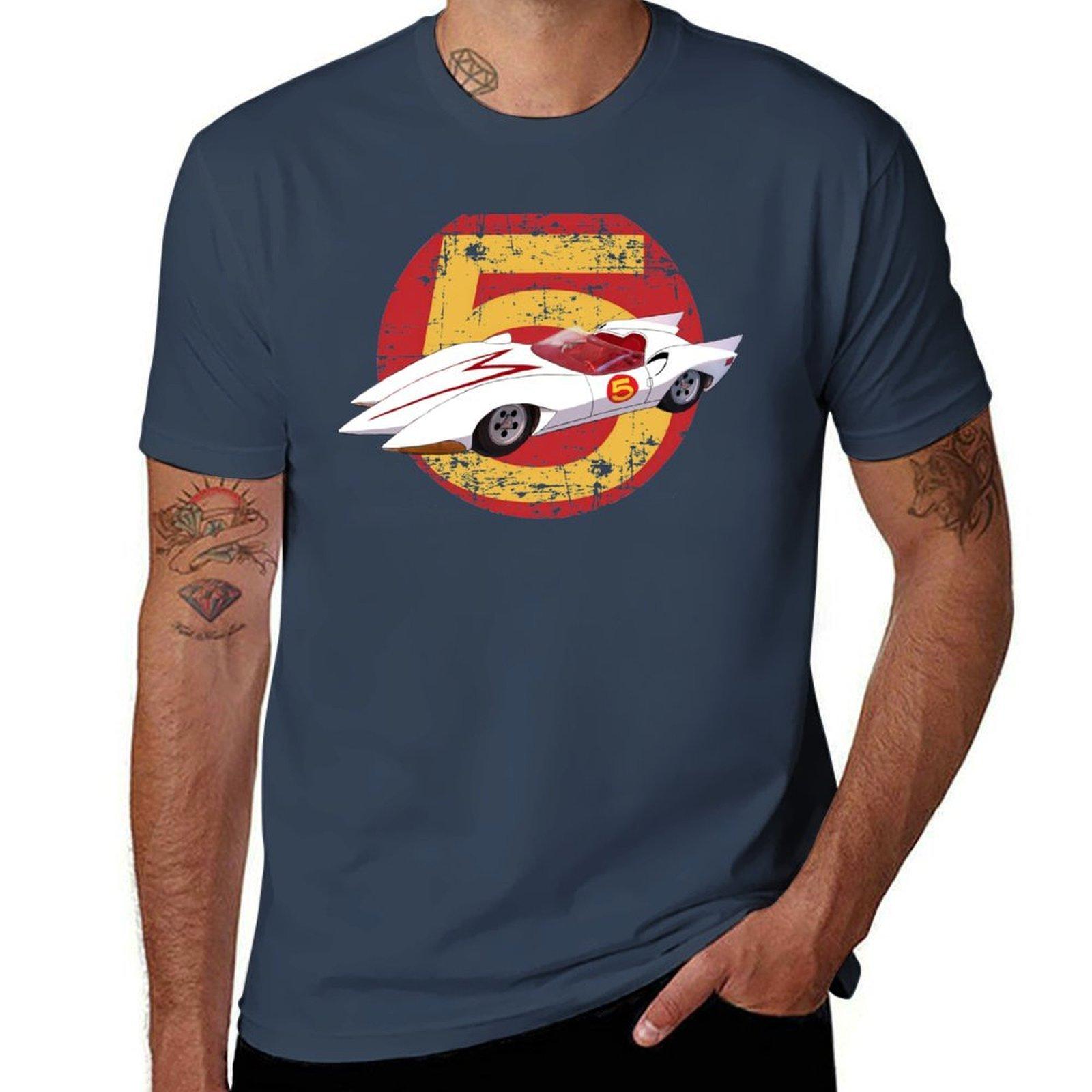 Mach 5 Distressed TShirt Classic Crew Neck Cotton TShirt S