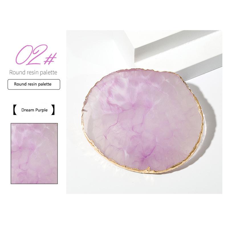 1pc Round/Square Painted Gel Polish Palette Natural Resin Onyx Display Board Holder Practice Nail Art DIY Tools