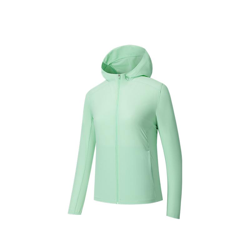 Anta Champion All-Weather Series Simple Versatile Solid Color Hooded Zip-Up Sports Jacket Women Jacket Floral-Green 162530603-2