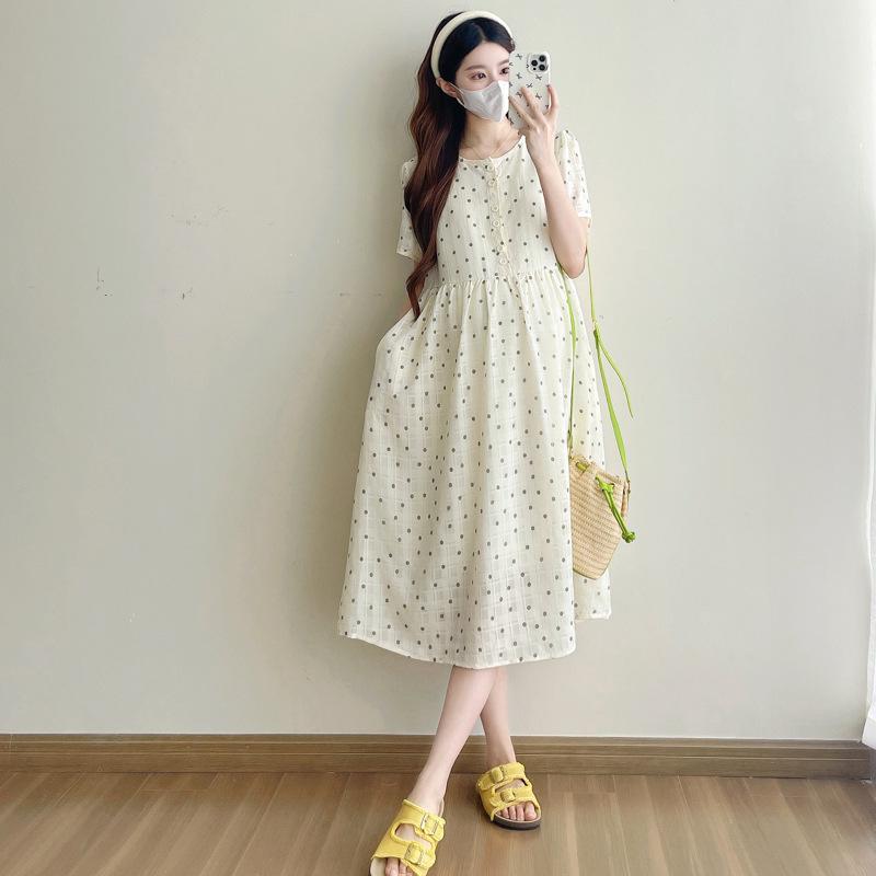 2025 French Summer Maternity Loose Fit Two-Piece Dress Extra Large