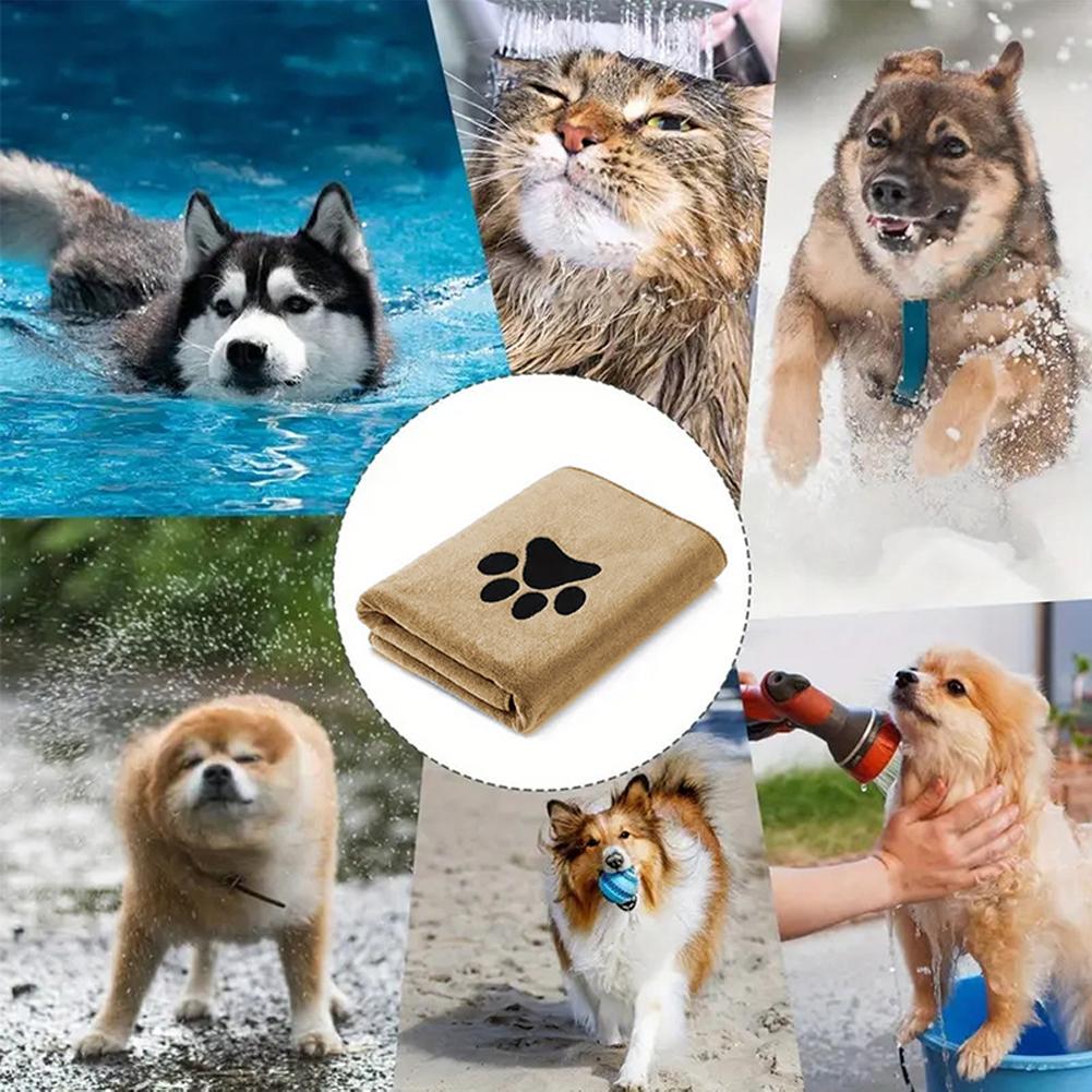 Microfiber Bath Tow Embroidered Super Soft Absorbent Quick Thick Dog Cat Blanet For Dogs Bath Grooming Supplies