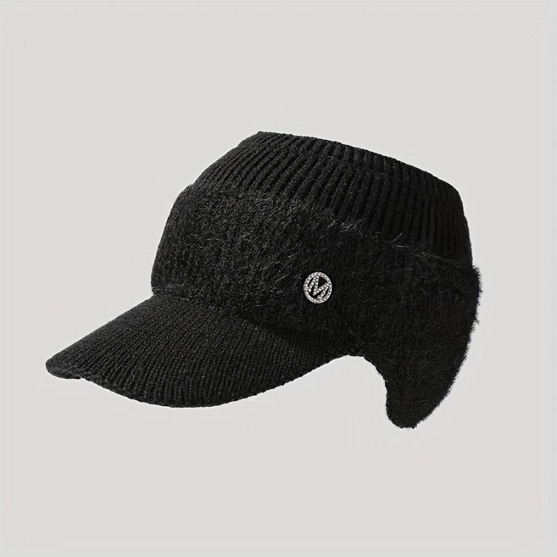 New Women Winter Hat Streetwear Faux Fur Warm Ponytail Cap Fashion Decorate Beanie Hat For Female Casual Earflap Knitted Hat