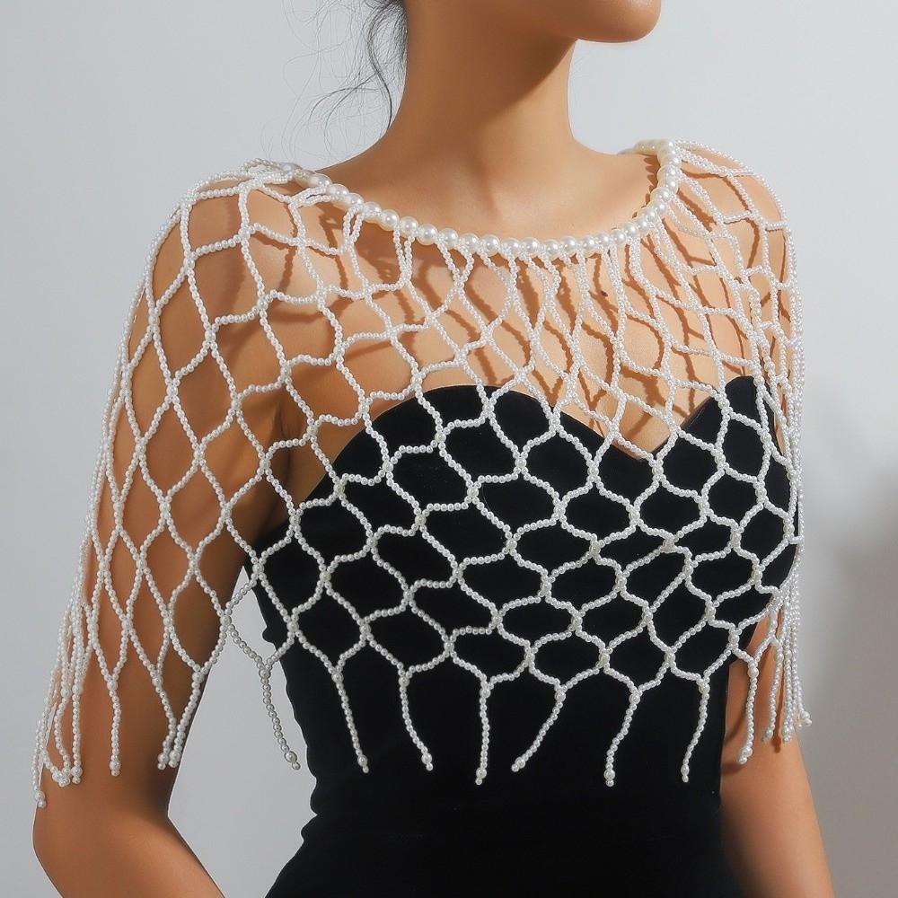 French Style Pearl Waist Chain Elegant Beaded Belt Luxury Pearls Tassel Shawl  Summer Beach