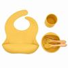 5 Pcs Baby Silicone Bib Cup Suction Bowl Spoon Fork Set Training Feeding Food Dinner Plate Dish Utensil Tableware Kit for Newborn Toddlers Infants