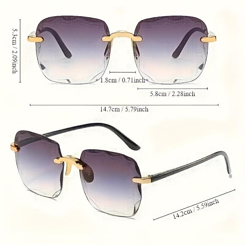 Fashionable frameless gradient women's glasses - square PC lens glasses suitable for women to take pos