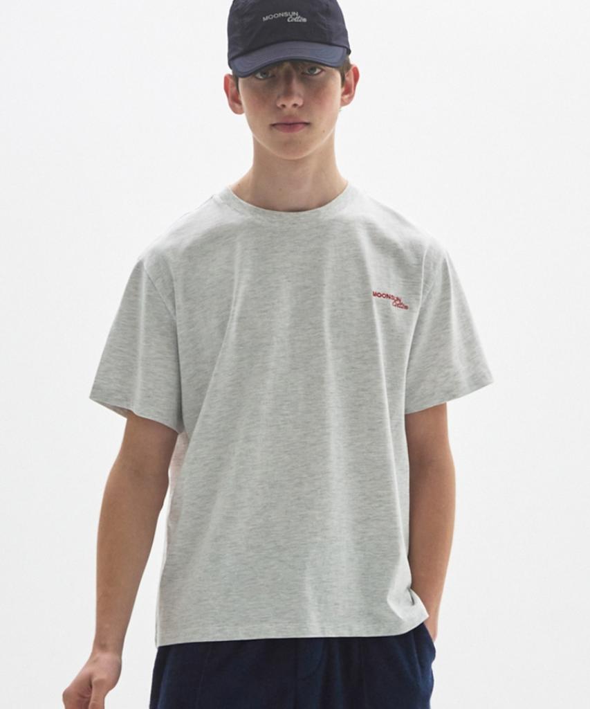 MOONSUN M.C Unisex, Logo Basic T-Shirt / Melange Gray