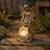 Fairy Garden Lamp CrackedGlassLook Sunlight Resin SunPowered Figurine Antique