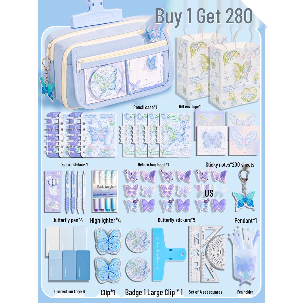 9-Layer Lily Butterfly Pencil Case for Girls: Large Capacity, Stylish, Transparent School Pencil Box
