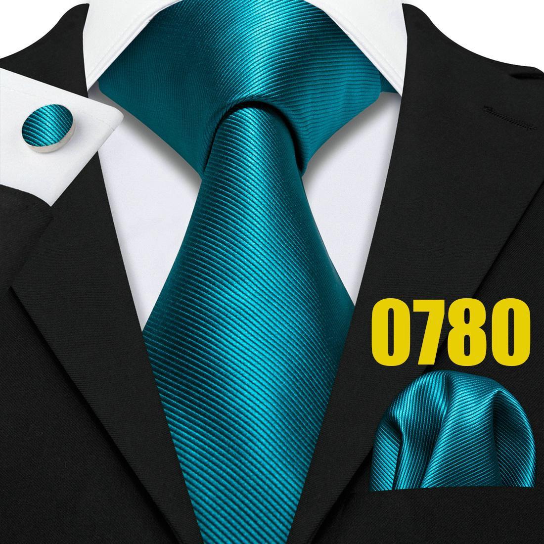

Мужские модные галстуки Бирюзовый шелковый галстук Карманные квадратные запонки Синие и зеленые формальные повседневные галстуки N-0780