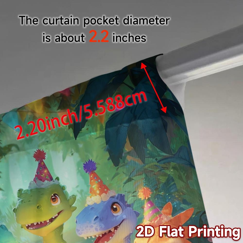 2pcs, 2D FLAT PRINTING Curtains (Without Rod) DinoBirthdayParty Popular Creative Curtains 100% Polyester Curtains Outdoor