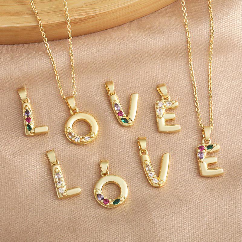 Lu District Copper Micro-Inlaid Zircon Letter Pendants - Hip Hop Clavicle Chain DIY Jewelry Accessories