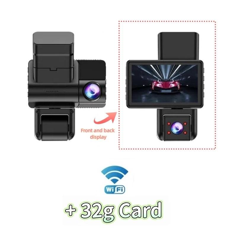 Dash Cam with Triple Recording, HD 1080P, WiFi, Infrared Night Vision, and Ultra-wide-angle Triple Lens