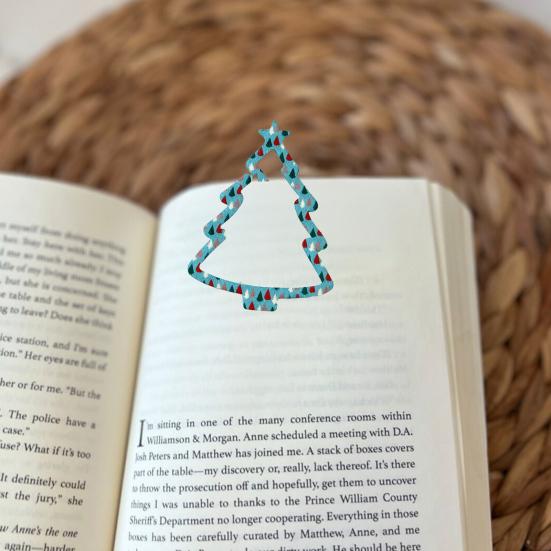 1/3Pcs Christmas Tree Bookmark with Card Tree Shape Acrylic Book Page Marker Clip Decoration Book Lovers Birthday Holiday Gift