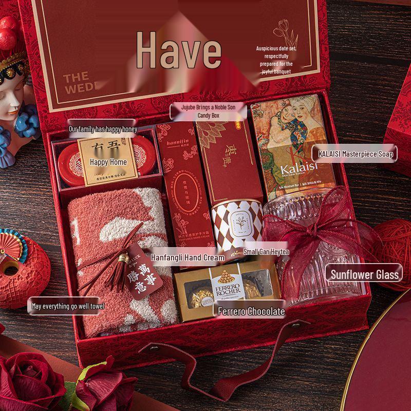 Freudiges Hochzeitsgastgeschenk-Set: Elegante Handtaschen-Geschenkbox für Brautjungfern und weibliche Gäste