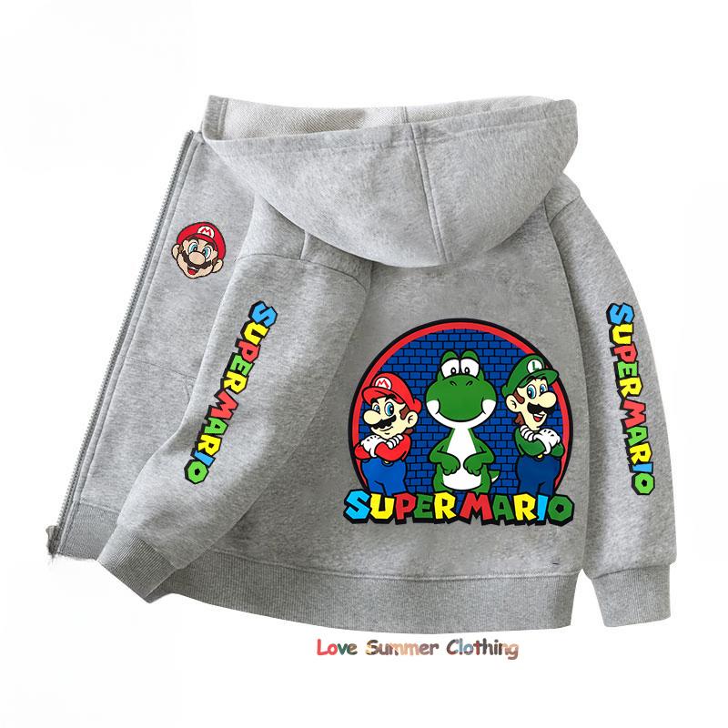 Mikina s kapucí na zip Kawaii Dětská Streetwear Mario Dětská mikina Mario Luis Zip Dětská mikina Dívčí Chlapecký top Mikina