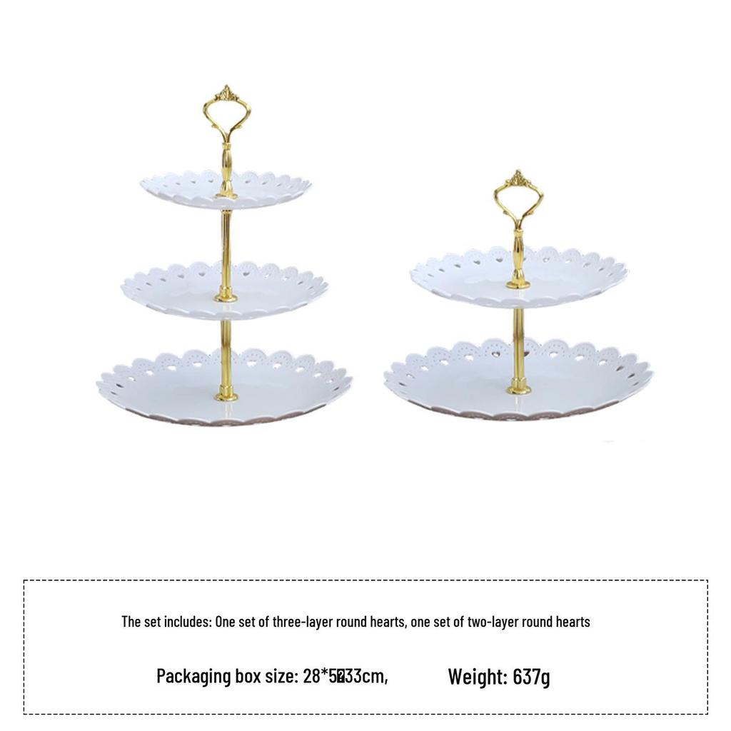 European Three-Tier Dessert Stand: Elegant Fruit Plate and Cake Display for Afternoon Tea