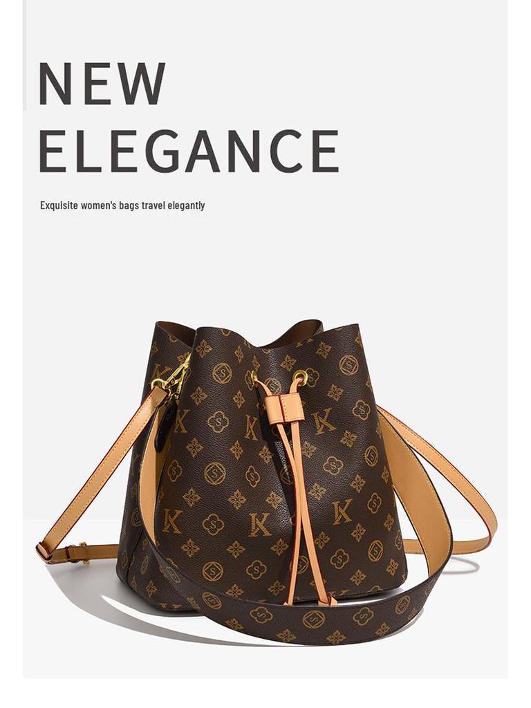 Modna damska torba typu bucket z monogramem - Lato 2025 Torba crossbody i na ramię o dużej pojemności