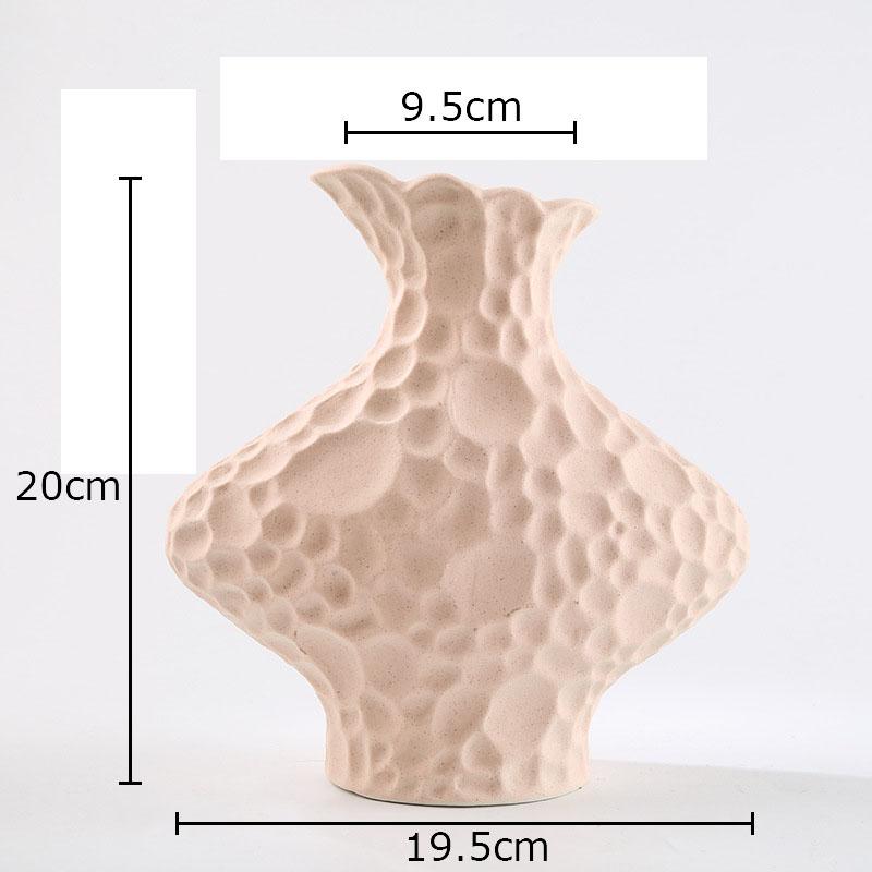 Creative Frosted Wrinkle Ceramic Vase Artificial Floral Decorative Flower Pots Desk Decoration Flowers Arrangement Modern Decor