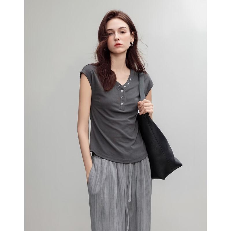 Women s Lyocell Blend V-Neck Short Sleeve T-Shirt M
