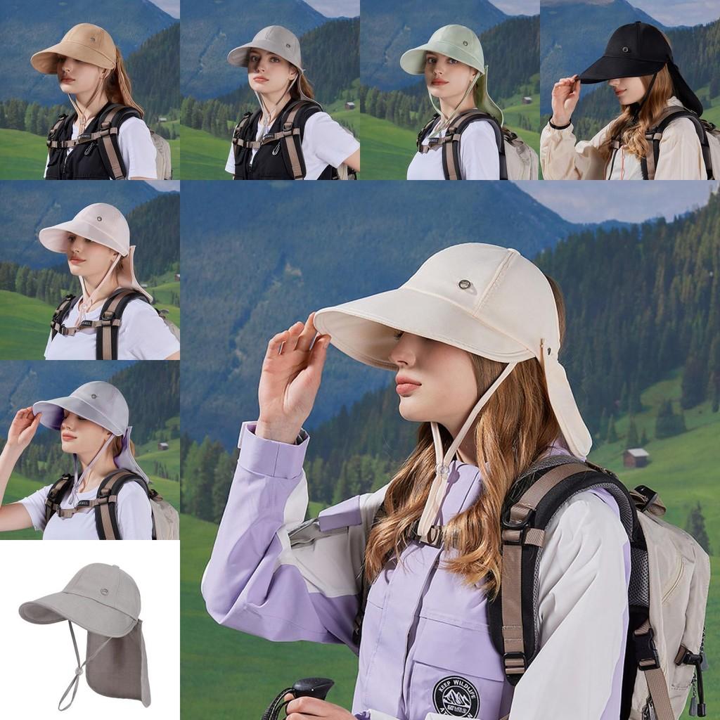 Outdoor Sun Protection Hat With Face Mask And Large Brim For Women Summer Wear