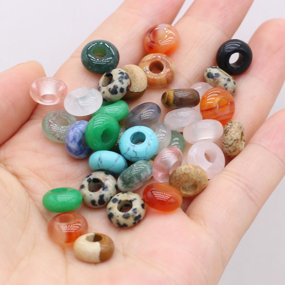 Agate con Foro Grande Perline Sfuse Perle Rotonde Loto Perle Forate Perle di Pietra d'Agata Creazione di Gioielli