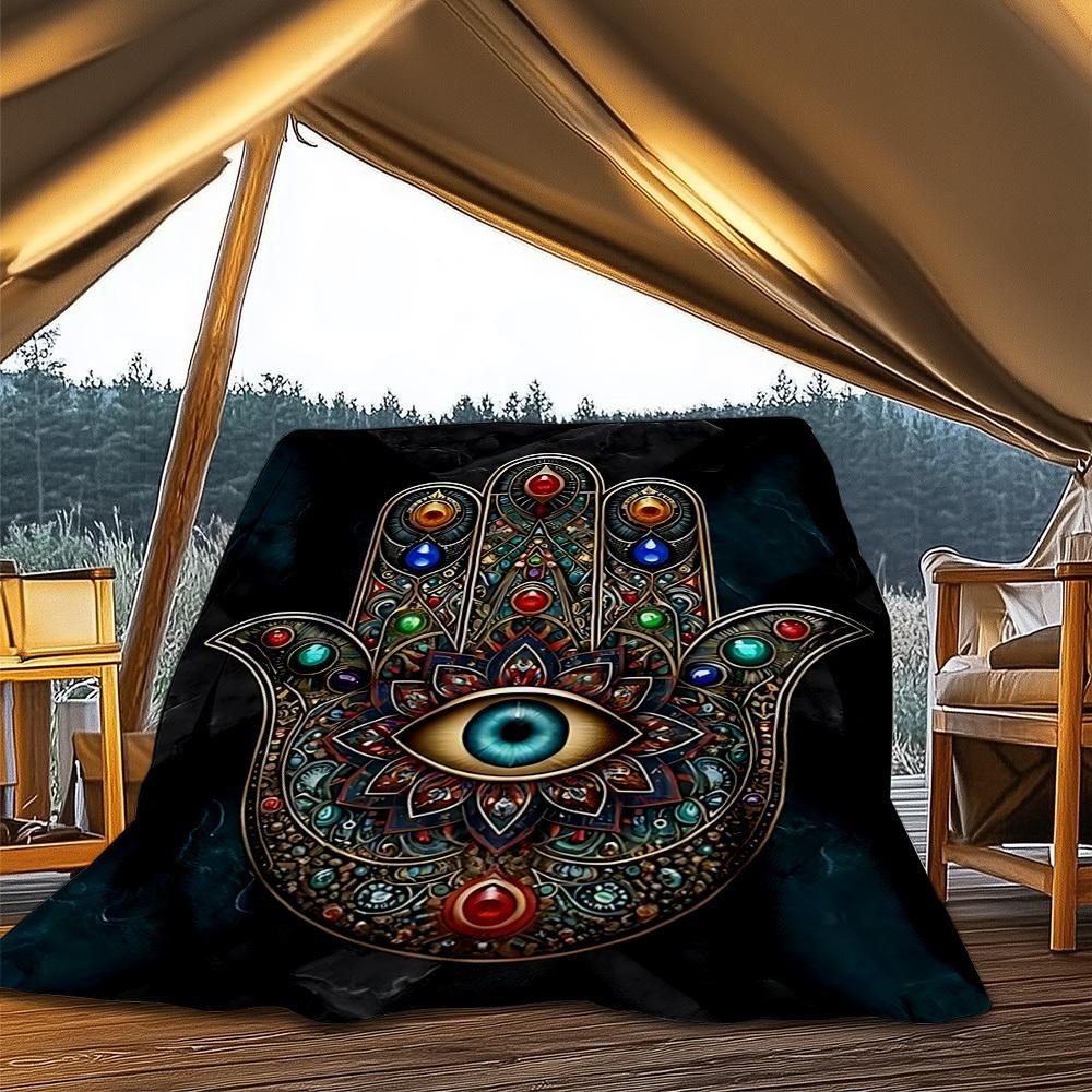 1pc Astrology Symbols Mandala Throw Blanket Polyester Fiber, Lightweight Flannel, Soft & Warm, All Season Use for Outdoor, Camping