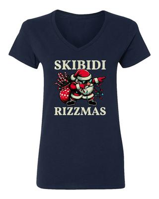 Skibidi Rizzmas Dabbing Santa Christmas Alpha Gen Ladies' V-Neck Tshirt Unisex T-Shirt