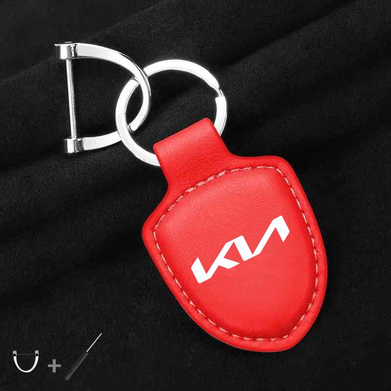 KWTU7 For Kia Rio Soul Cerato Soent Sportage Picanto K5 Forte Accessories Car Shield Leather Keychain Key Ring Pendant Holder Gift