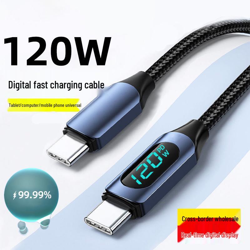 Dual Type-C 120W Fast Charging Cable for Apple 15/16 and Huawei Laptops (6A)