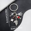 Ancient Bronze Zinc Alloy Wine Opener Keychain with Red Wine Glass Ornament
