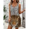 Fashion leopard print Women Dress Sleeveless Sundress leopard Graphic 3D print Summer Daily Wear Trendy New Female Clothing